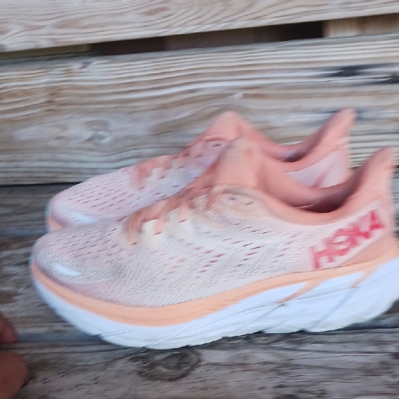 Hoka Clifton 8 Women's Coral Athletic Shoes - Picture 9 of 14